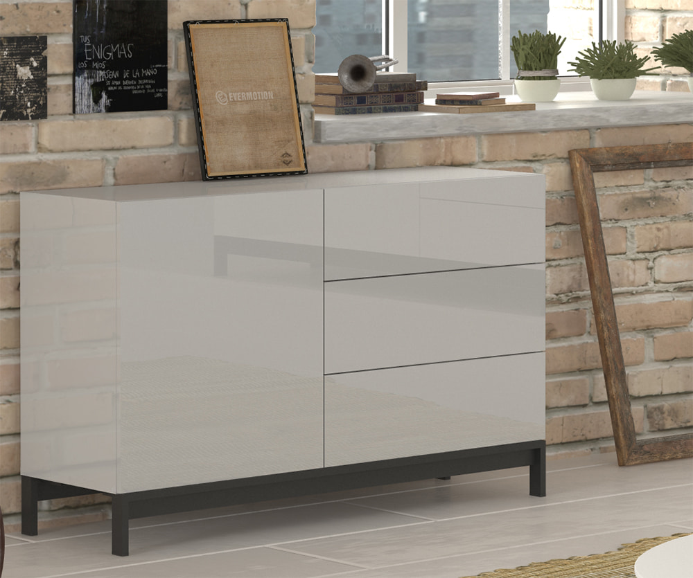 METIS 110 cm sideboard with feet 1 door + 3 drawers - Web Furniture
