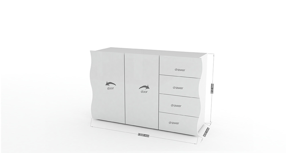 ONDA multi-purpose cabinet with 2 doors and 4 drawers - Web Furniture