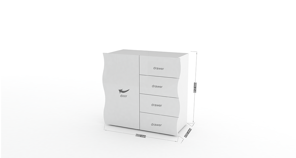 ONDA multi-purpose cabinet with 1 door and 4 drawers - Web Furniture