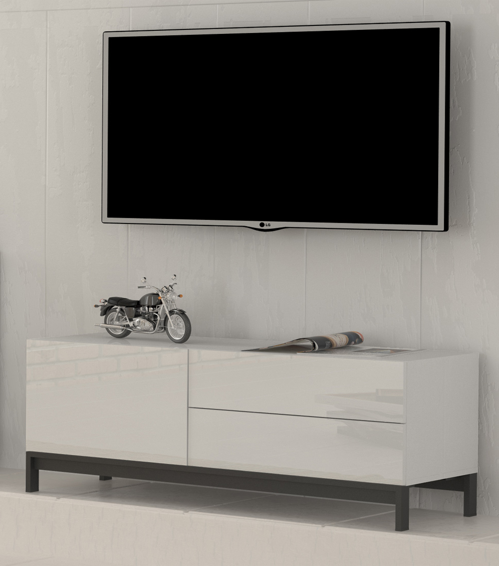 METIS 110 cm TV stand with feet 1 door + 2 drawers - Web Furniture