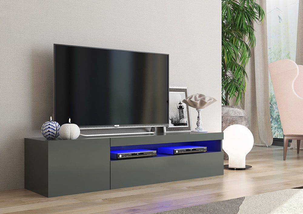DAIQUIRI 155 cm TV stand with 1 hinged door + 1 flap door - Web Furniture