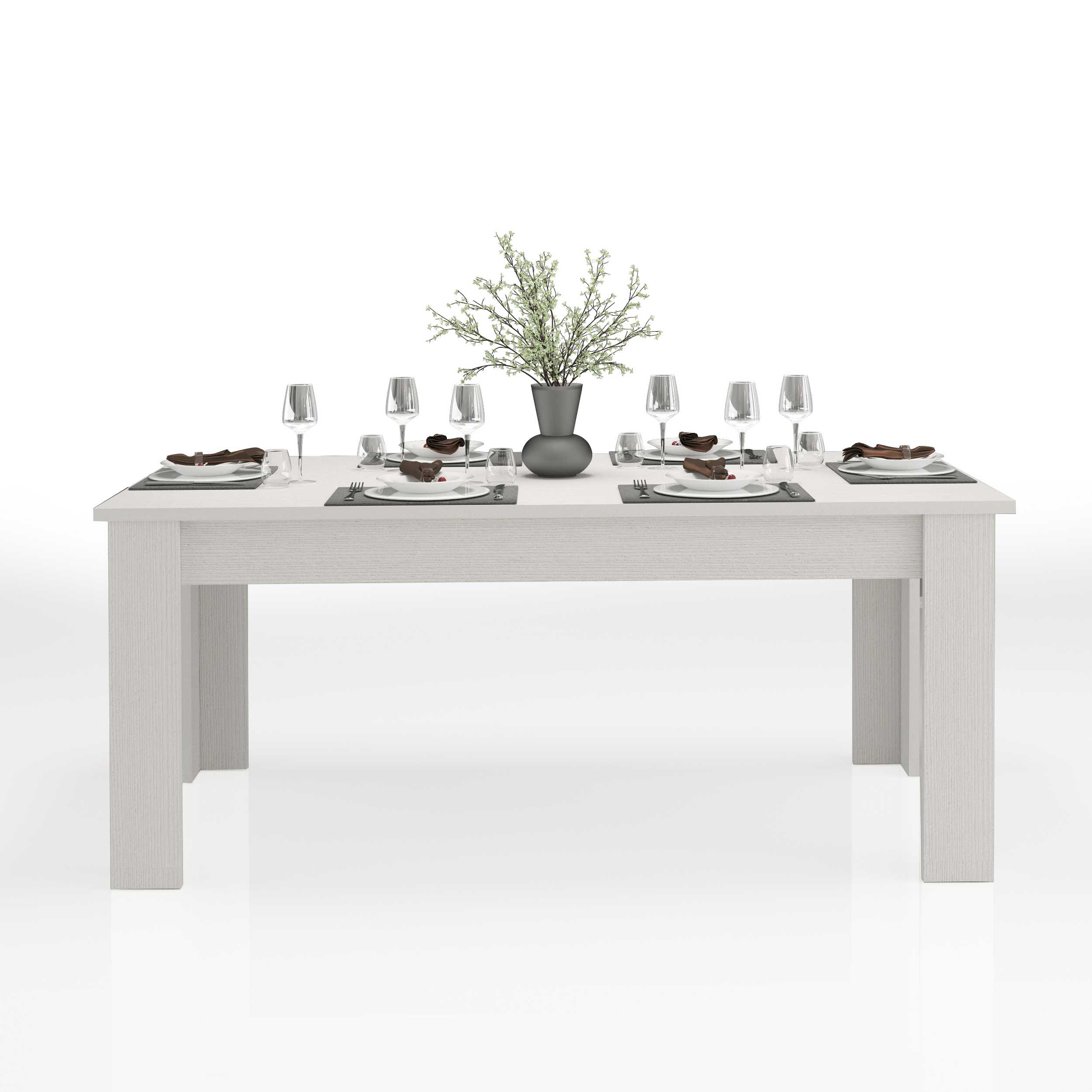 WHOUS Tavolo Allungabile per Sala da Pranzo Colore Bianco Larice Estensibile da 140 a 190 cm, Made in Italy