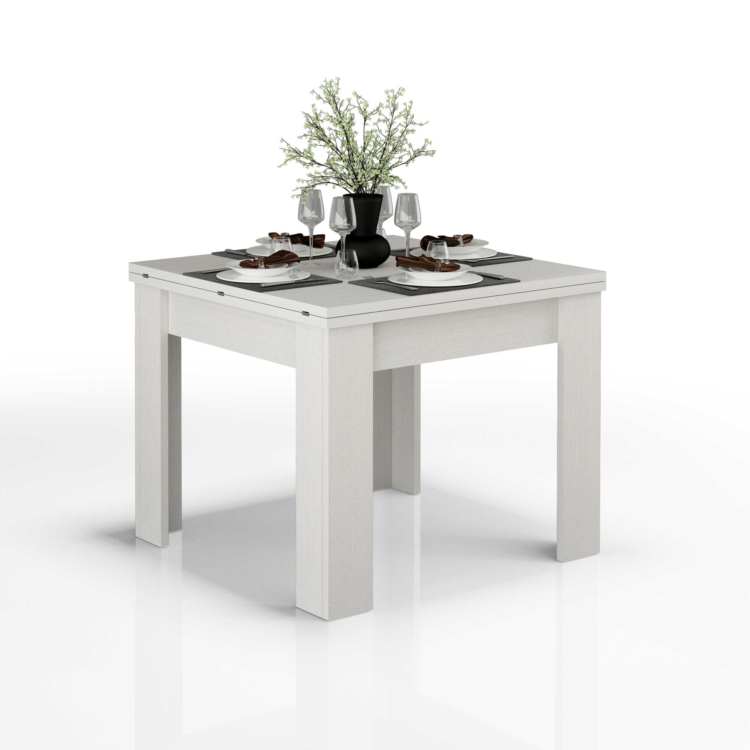 WHOUS Tavolo Allungabile per Sala da Pranzo Colore Bianco Larice Estensibile da 90 a 180 cm, Made in Italy
